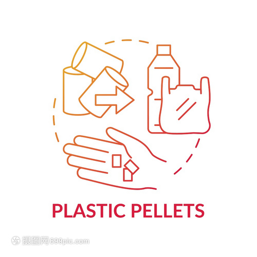 塑料粒子概念图标薄线插图微塑料源海洋污染对自然的有害影响矢量孤立的大纲RGB颜色绘图概念薄线插