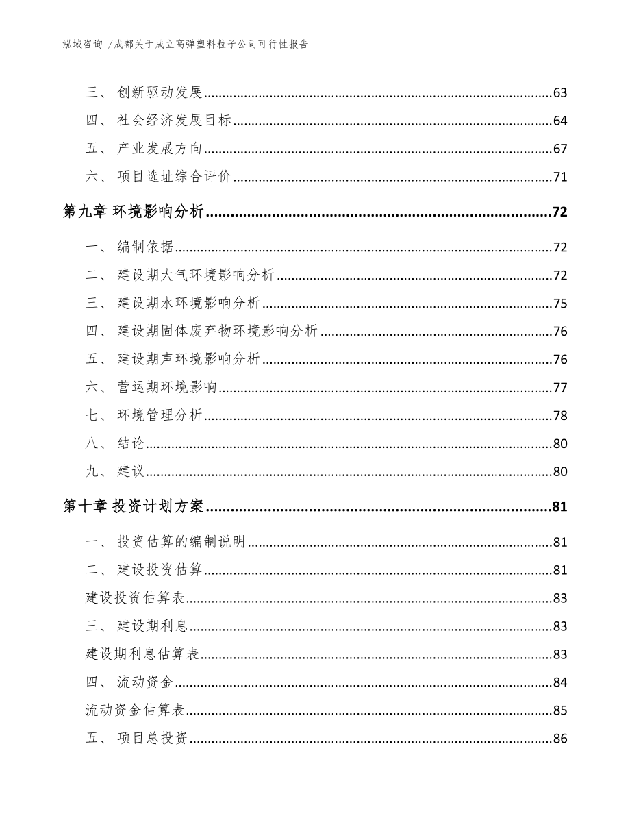 成都关于成立高弹塑料粒子公司可行性报告(模板)